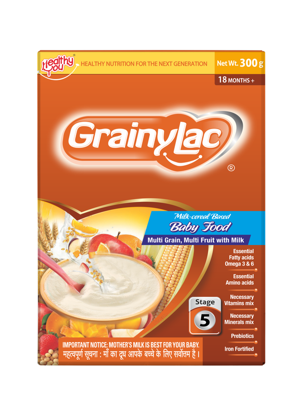 GrainyLac Multi Grain Multi Fruit With Milk 18 Months + (Stage 5) 300g