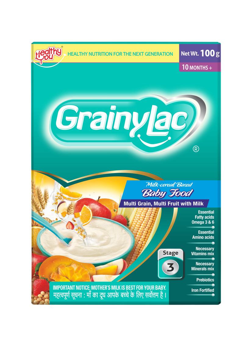 GrainyLac Multi Grain Multi Fruit With Milk 10 Months + (Stage 3) 300g